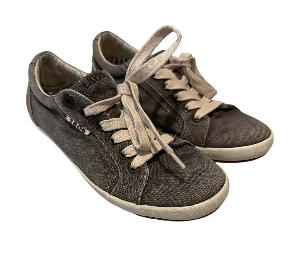 Taos Star Charcoal Wash Canvas Sneakers Tennis Shoes Cream Laces Women’s 8.5